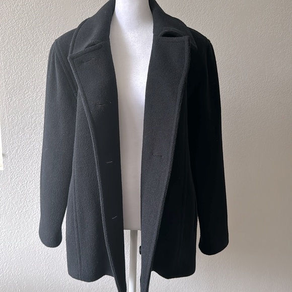 Kristen Blake Button Down Black Pea Coat Size Small 100% Wool - Picture 4 of 6